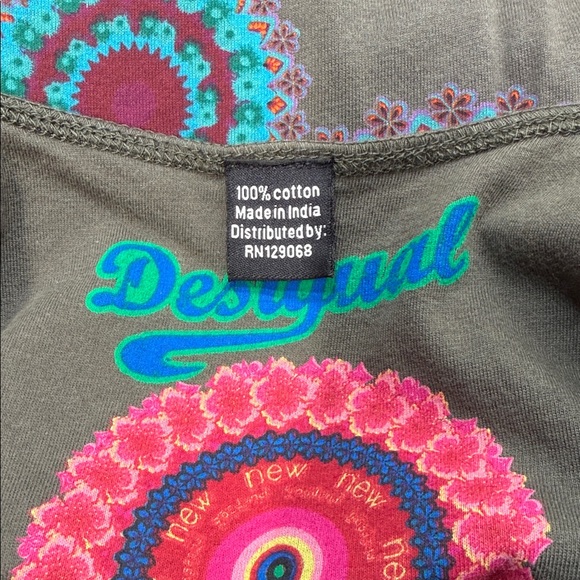 Desigual Greenish Gray Multicolor Design Sleeveless Tunic Mini Dress - Picture 9 of 11